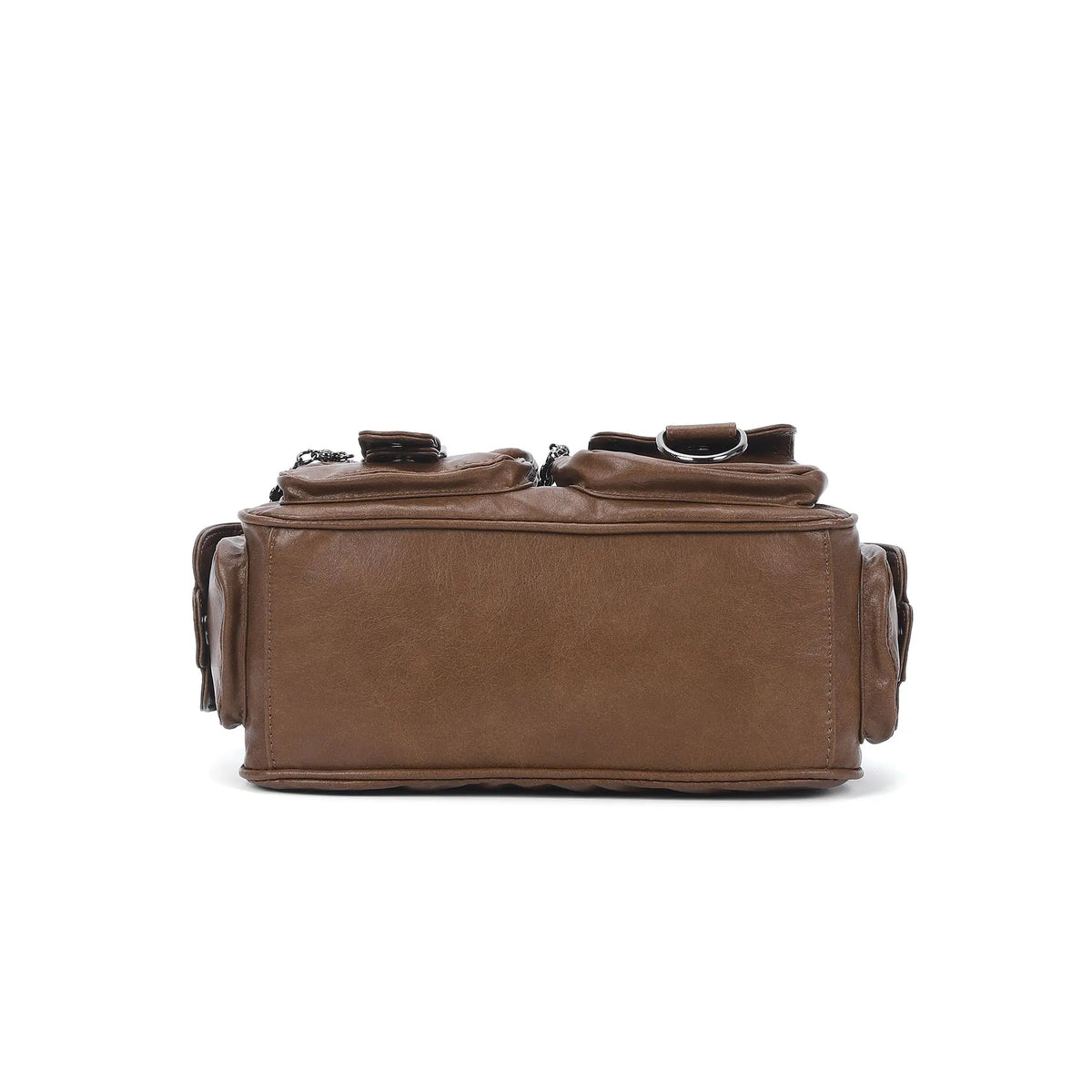 Multi-Pocket Soft PU Shoulder Bag with Crossbody Strap