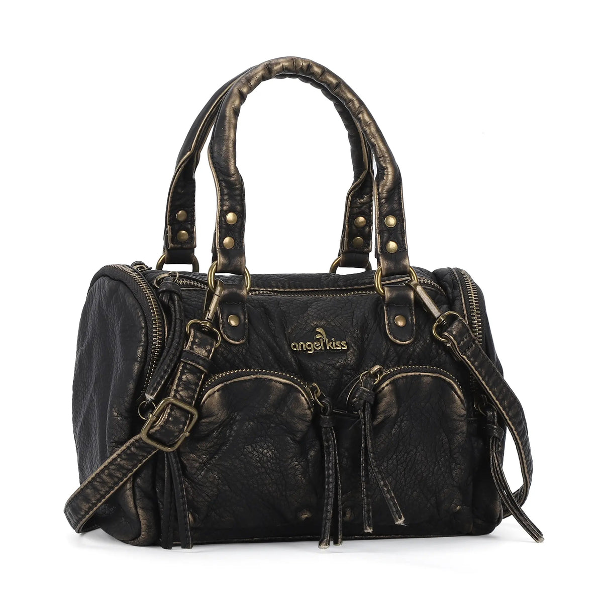 Lightweight Everyday Rivet Top Handle Satchel Crossbody Bag