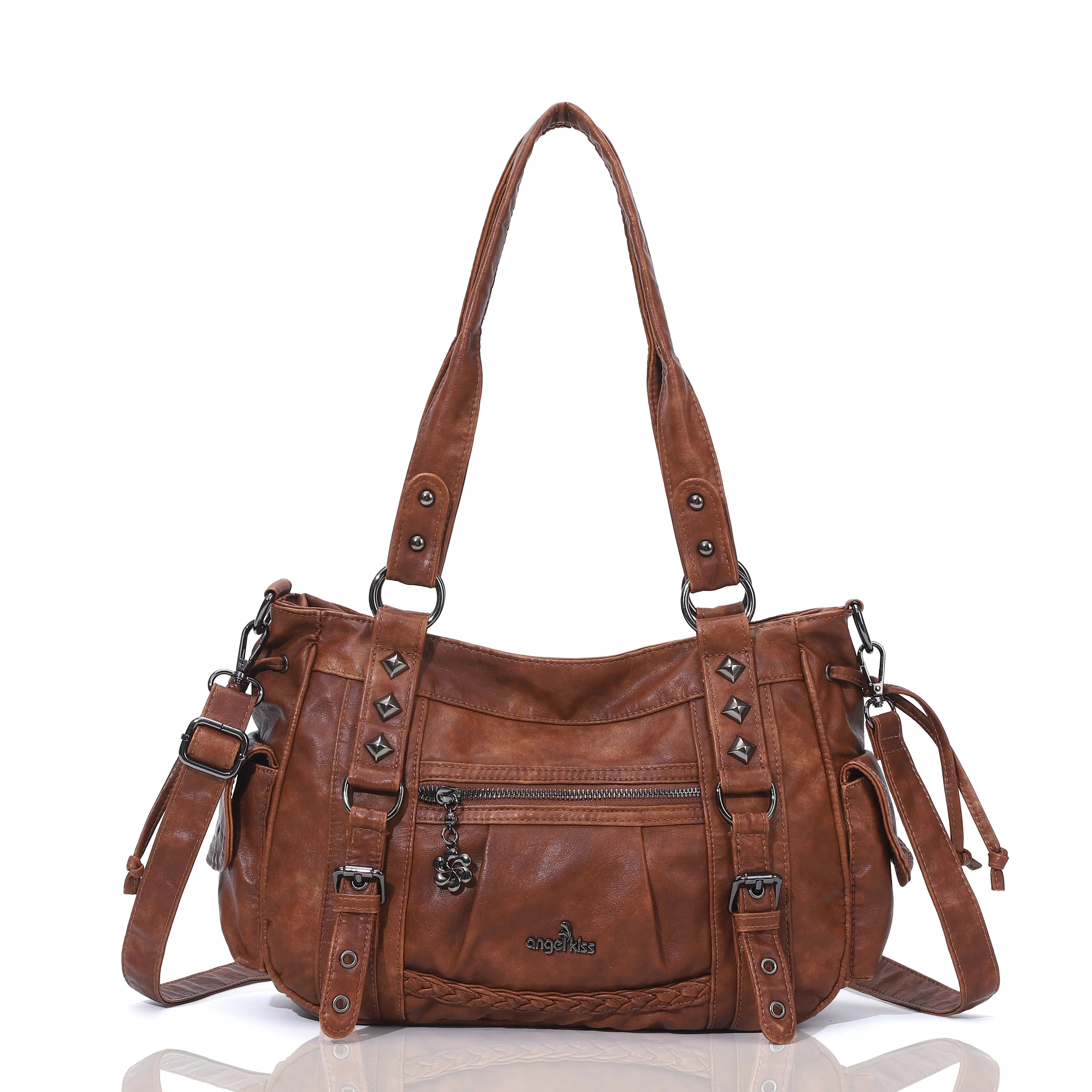 Vintage Studded Vegan Leather Everyday Bag | Custom Hardware