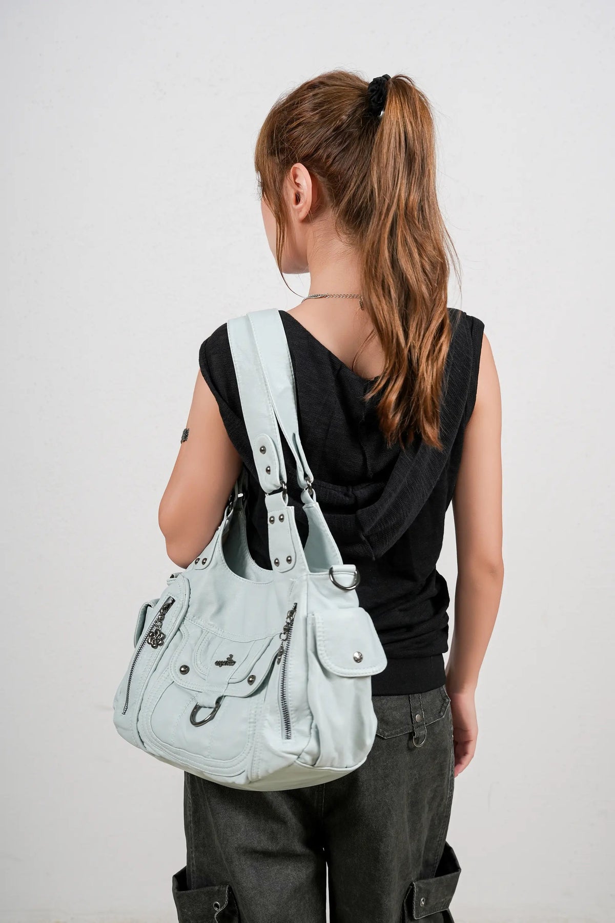 Vintage Slouchy Moto Shoulder Purse
