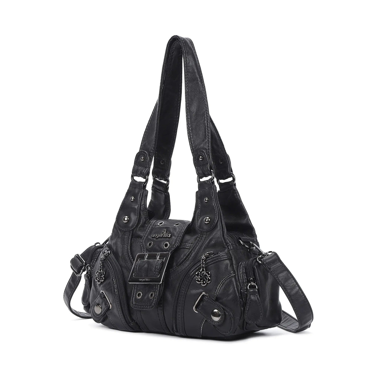 Retro Utility Multi-Pocket Satchel Shoulder-Crossbody Bag