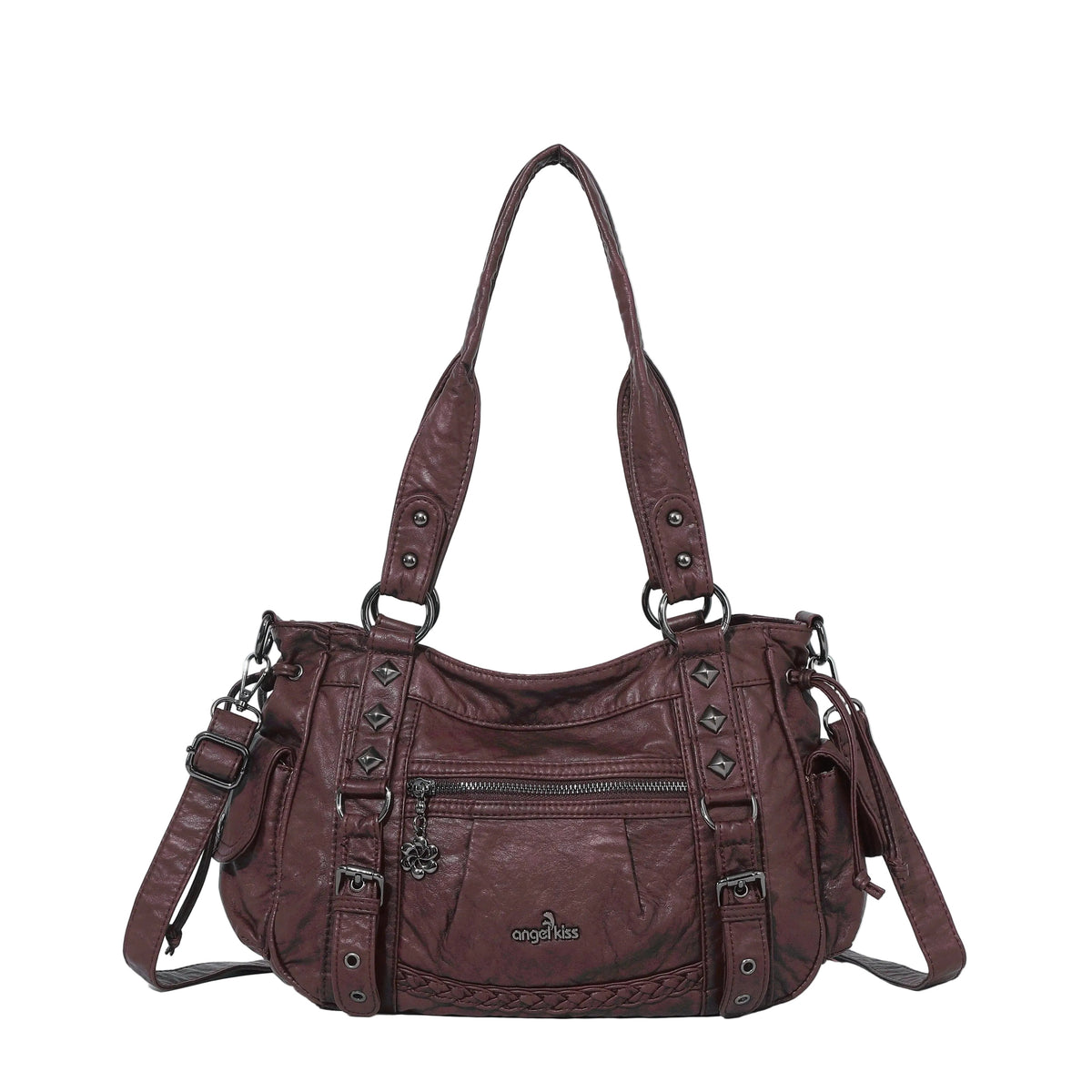 Vintage Studded Vegan Leather Everyday Bag | Custom Hardware