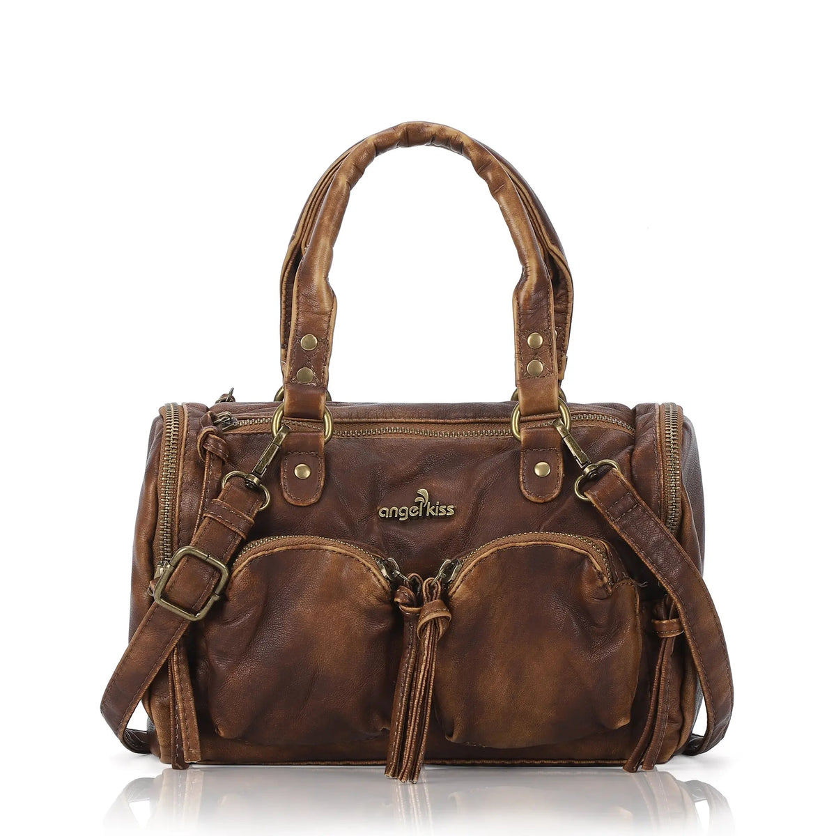 Lightweight Everyday Rivet Top Handle Satchel Crossbody Bag