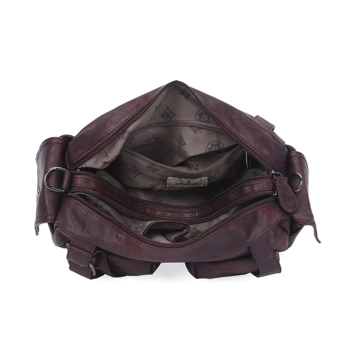 Multi-Pocket Bowling Shoulder Bag with Detachable Crossbody Strap