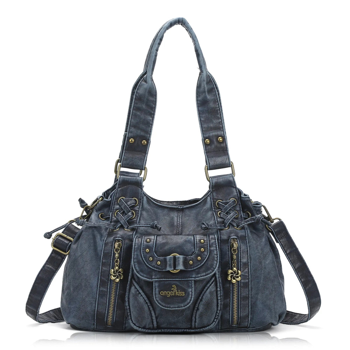 Vintage Multi-Pocket Satchel & Crossbody Bag
