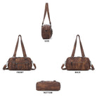 Tie-Dye Multi-Pocket Shoulder Tote Bag with Studded Zipper Details