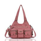 Vintage Bronze PU Leather Handbag – Multi-Pocket Shoulder Tote & Crossbody Bag