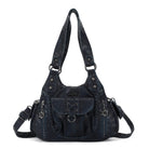Vegan Leather Shoulder Handbag – Vintage Multi-Pocket Tote Bag