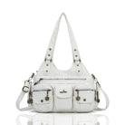 Vintage Bronze PU Leather Handbag – Multi-Pocket Shoulder Tote & Crossbody Bag