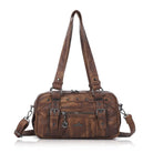 Tie-Dye Multi-Pocket Shoulder Tote Bag with Studded Zipper Details