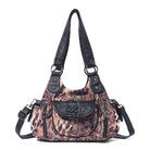 Vegan Leather Shoulder Handbag – Vintage Multi-Pocket Tote Bag
