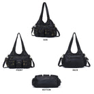 Vintage Bronze PU Leather Handbag – Multi-Pocket Shoulder Tote & Crossbody Bag