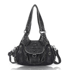 Vegan Leather Shoulder Handbag – Vintage Multi-Pocket Tote Bag