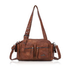 Multi-Pocket Bowling Shoulder Bag with Detachable Crossbody Strap