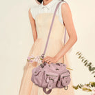 Tie-Dye Pink Multi-Pocket Vegan Leather Shoulder Tote Handbag
