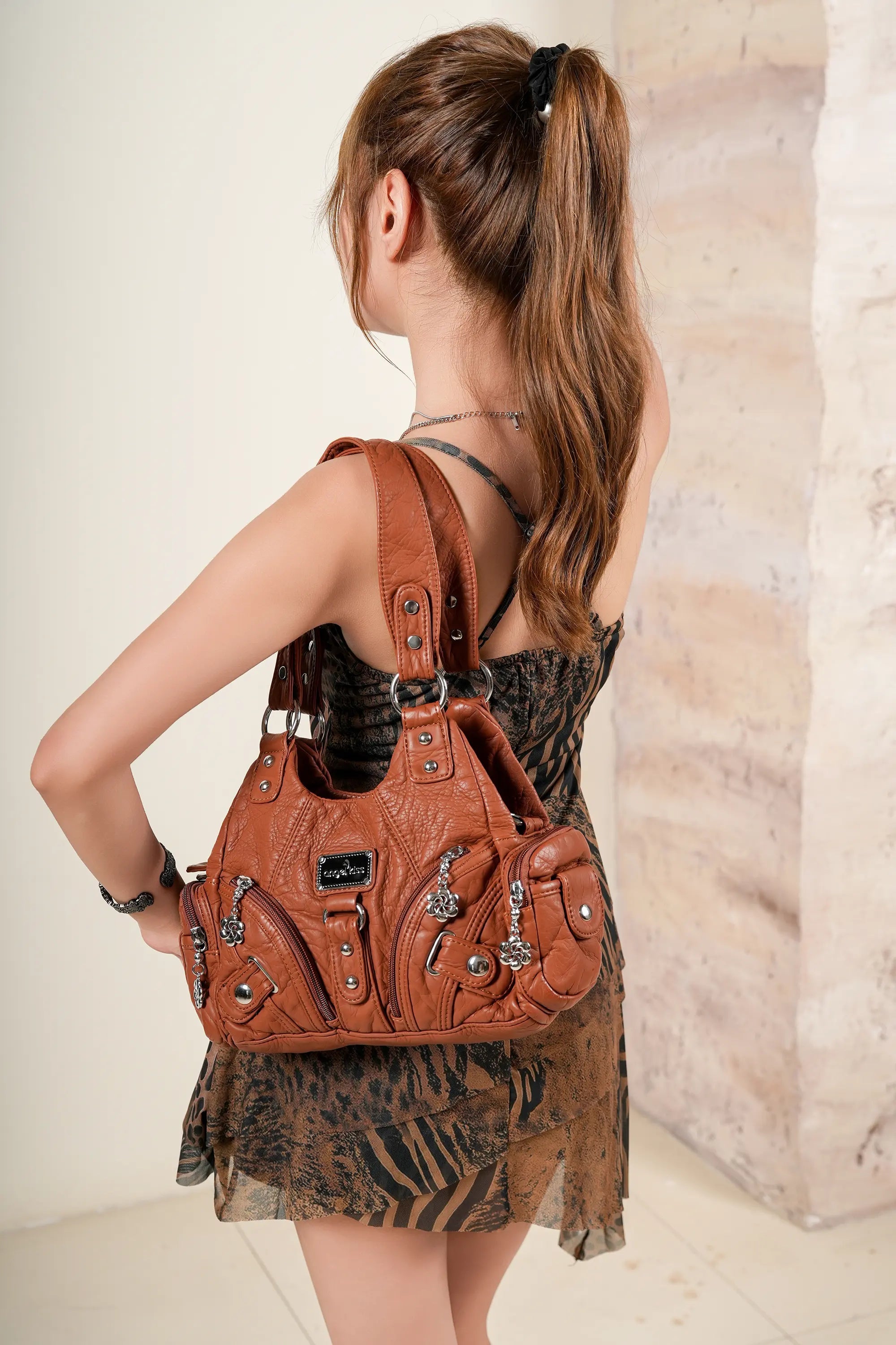 Retro tie-dye adjustable chic shopping tote