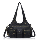 Vintage Bronze PU Leather Handbag – Multi-Pocket Shoulder Tote & Crossbody Bag