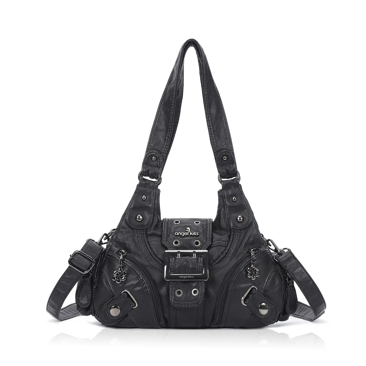 Retro Utility Multi-Pocket Satchel Shoulder-Crossbody Bag