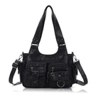 Multi-Pocket Soft PU Shoulder Bag with Crossbody Strap