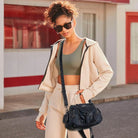 Vegan Leather Shoulder Handbag – Vintage Multi-Pocket Tote Bag