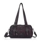 Tie-Dye Multi-Pocket Shoulder Tote Bag with Studded Zipper Details