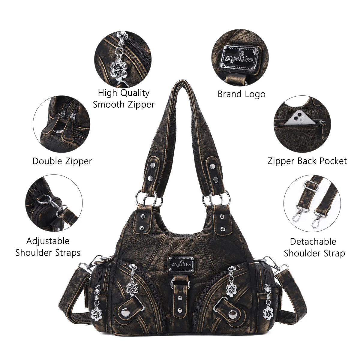 Retro tie-dye adjustable chic shopping tote