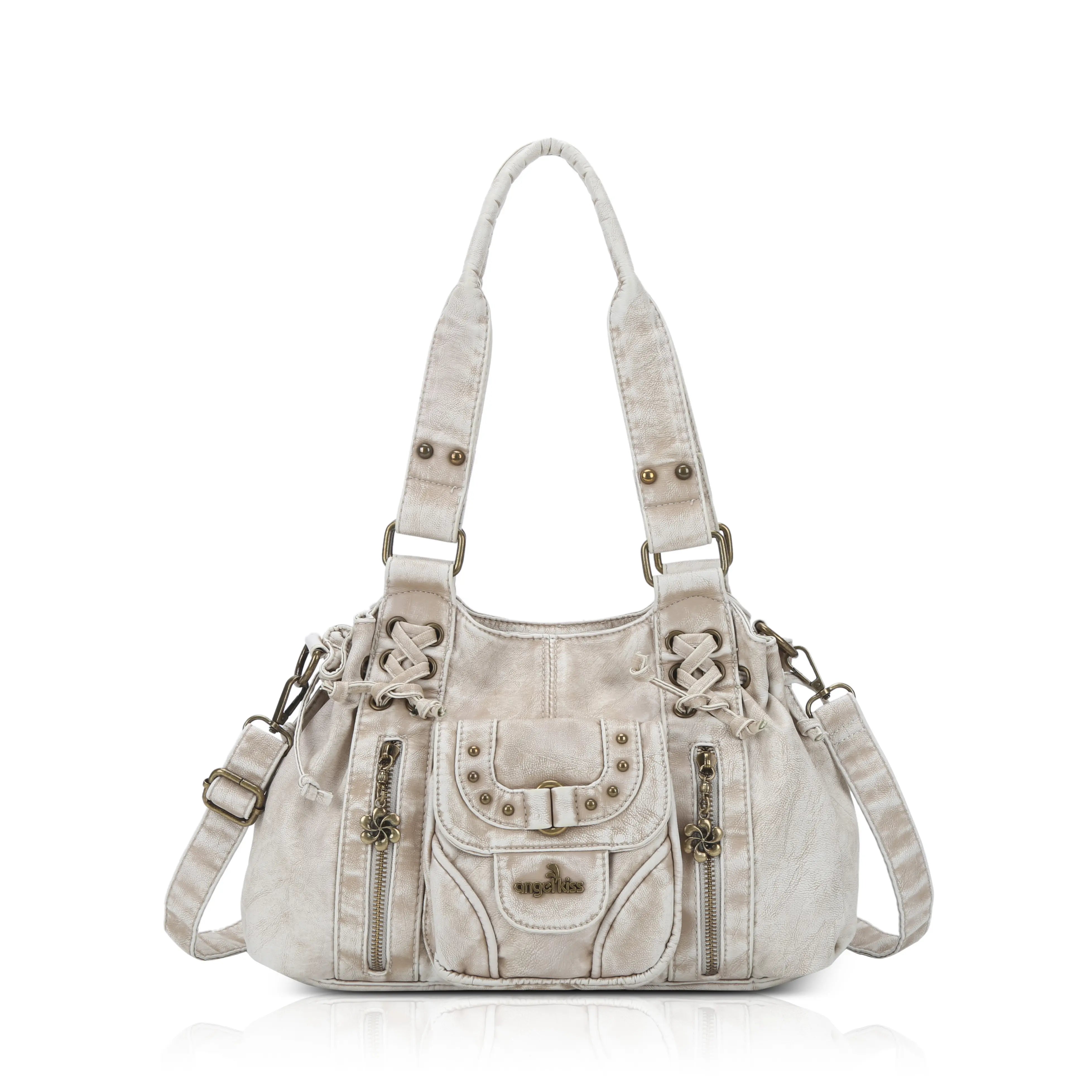 Vintage Multi-Pocket Satchel & Crossbody Bag