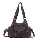 Vegan Leather Shoulder Handbag – Vintage Multi-Pocket Tote Bag