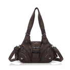 Retro Utility Multi-Pocket Satchel Shoulder-Crossbody Bag