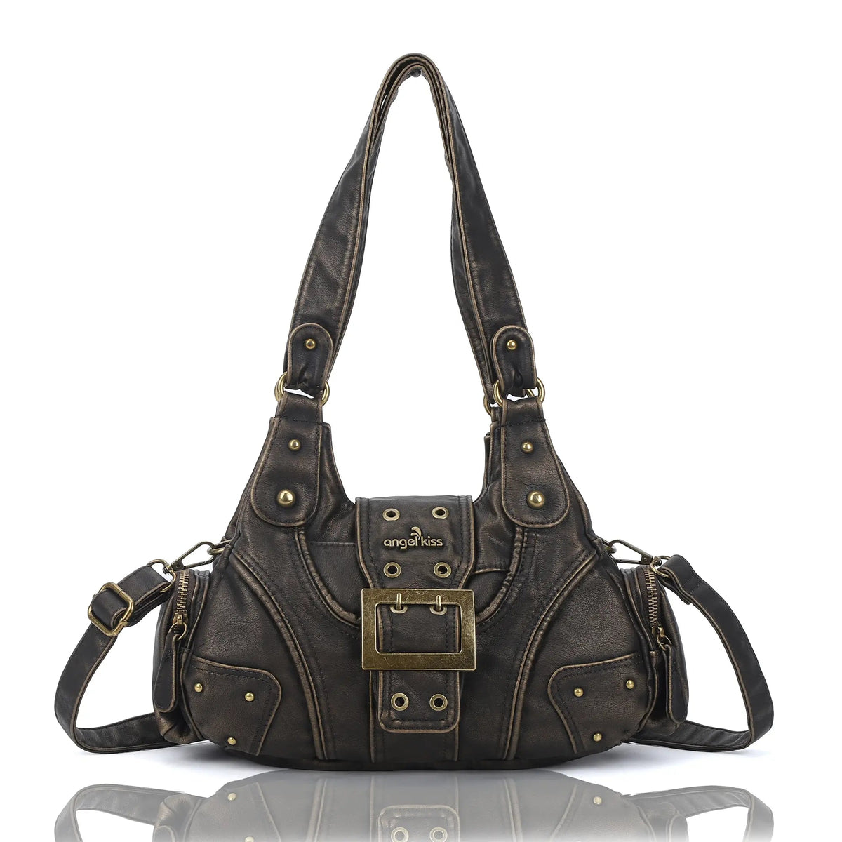 Retro Trend Patchwork Leopard Print Vegan Leather Shoulder Tote Bag