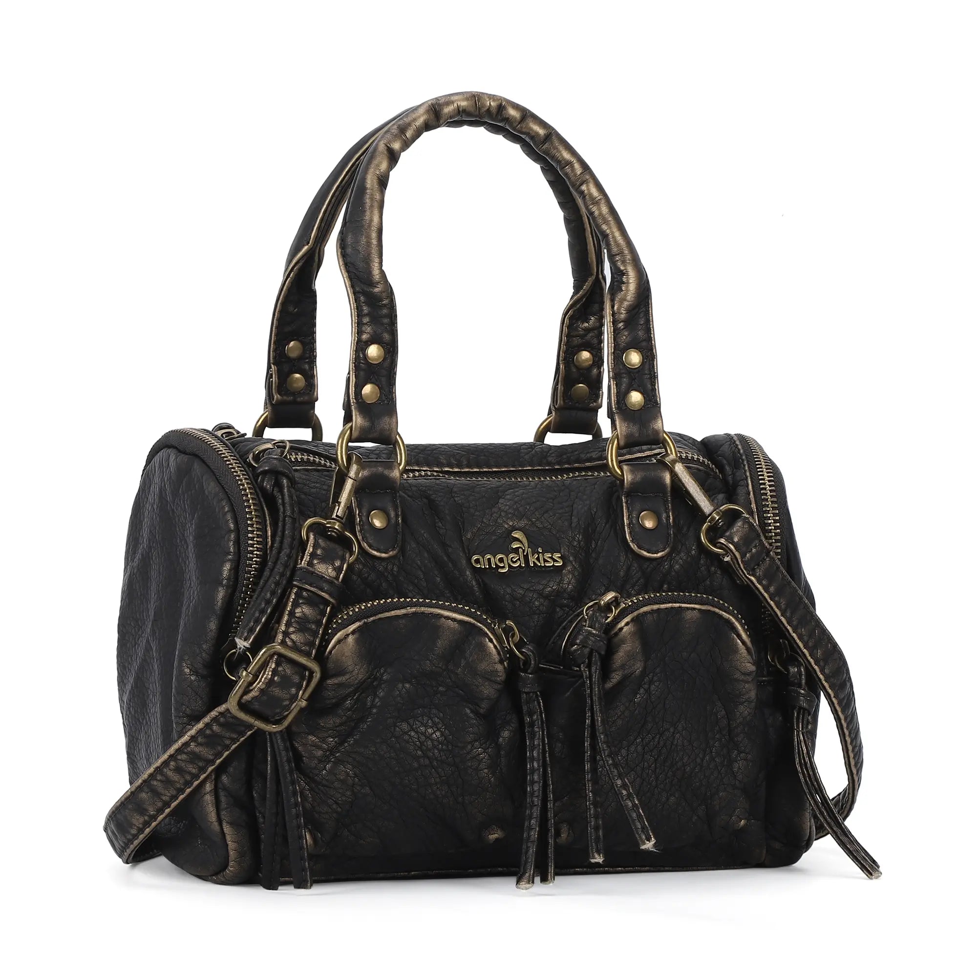 Lightweight Everyday Rivet Top Handle Satchel Crossbody Bag