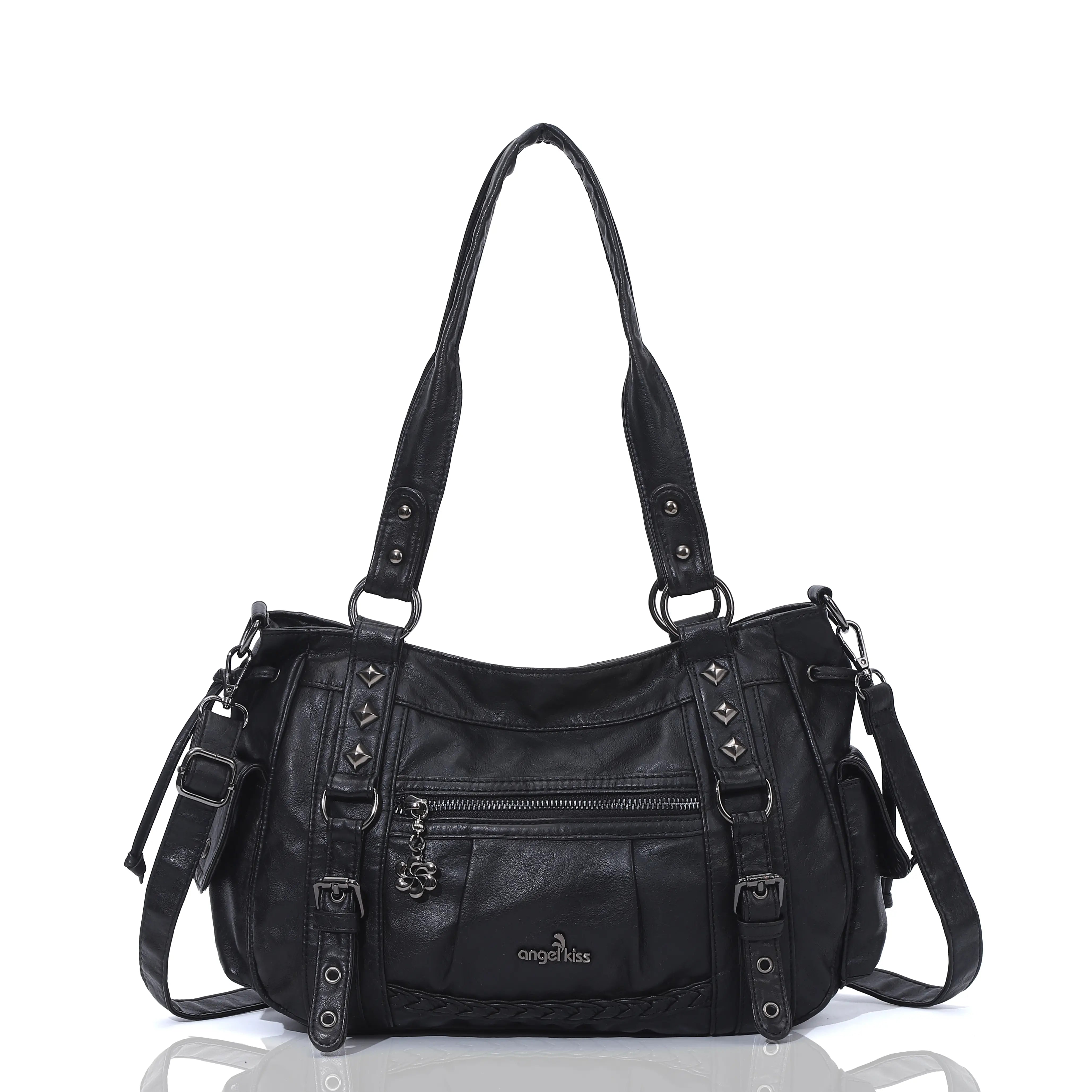 Vintage Studded Vegan Leather Everyday Bag | Custom Hardware