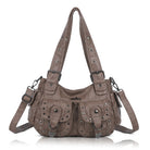 Vintage Y2K Studded Multi-Pocket Semi-Soft Tote Shoulder Bag