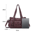 Textured Multi-Pocket Shoulder Bag with Rivet Details