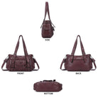 Textured Multi-Pocket Shoulder Bag with Rivet Details
