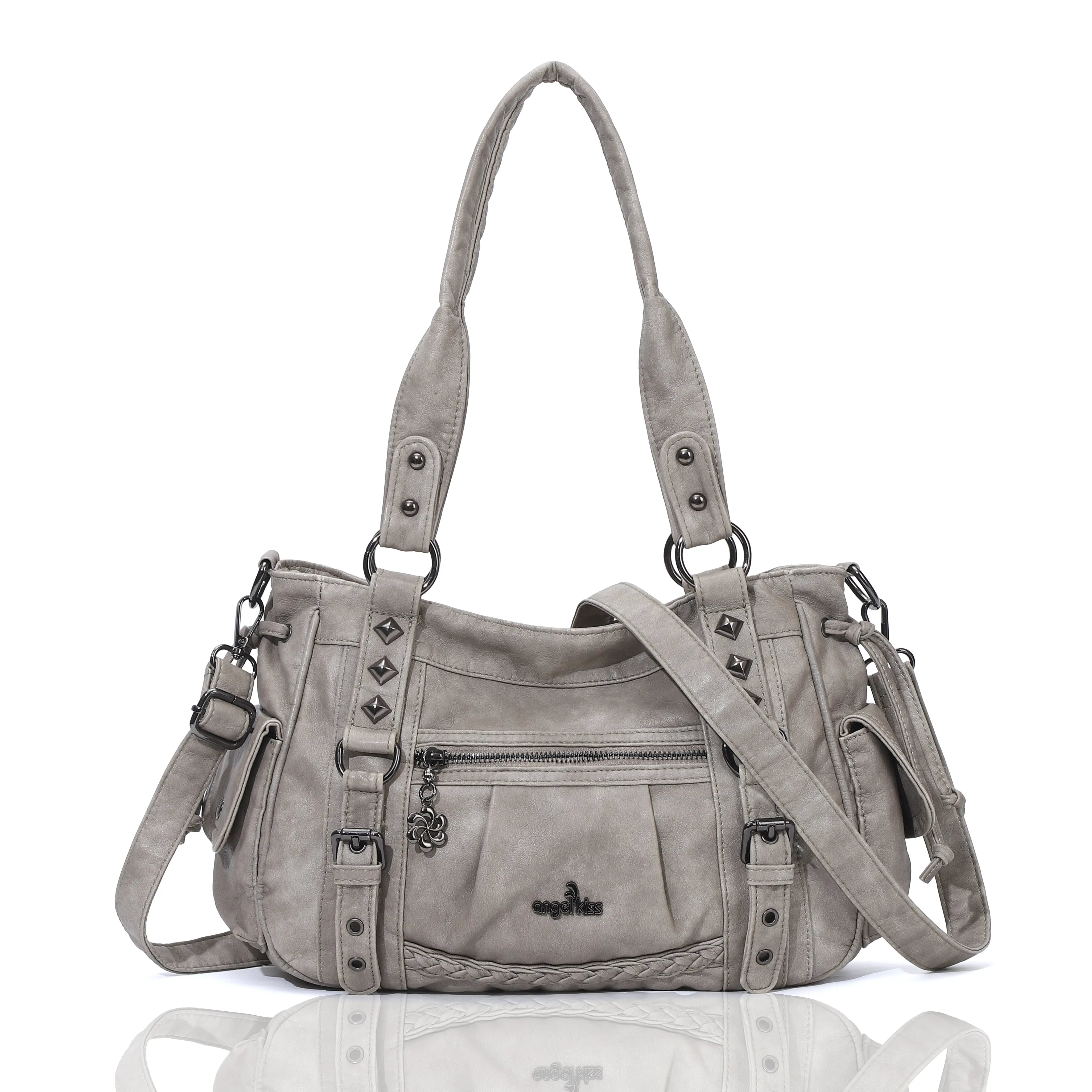 Vintage Studded Vegan Leather Everyday Bag | Custom Hardware