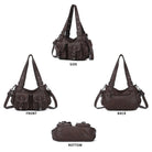 Vintage Y2K Studded Multi-Pocket Semi-Soft Tote Shoulder Bag