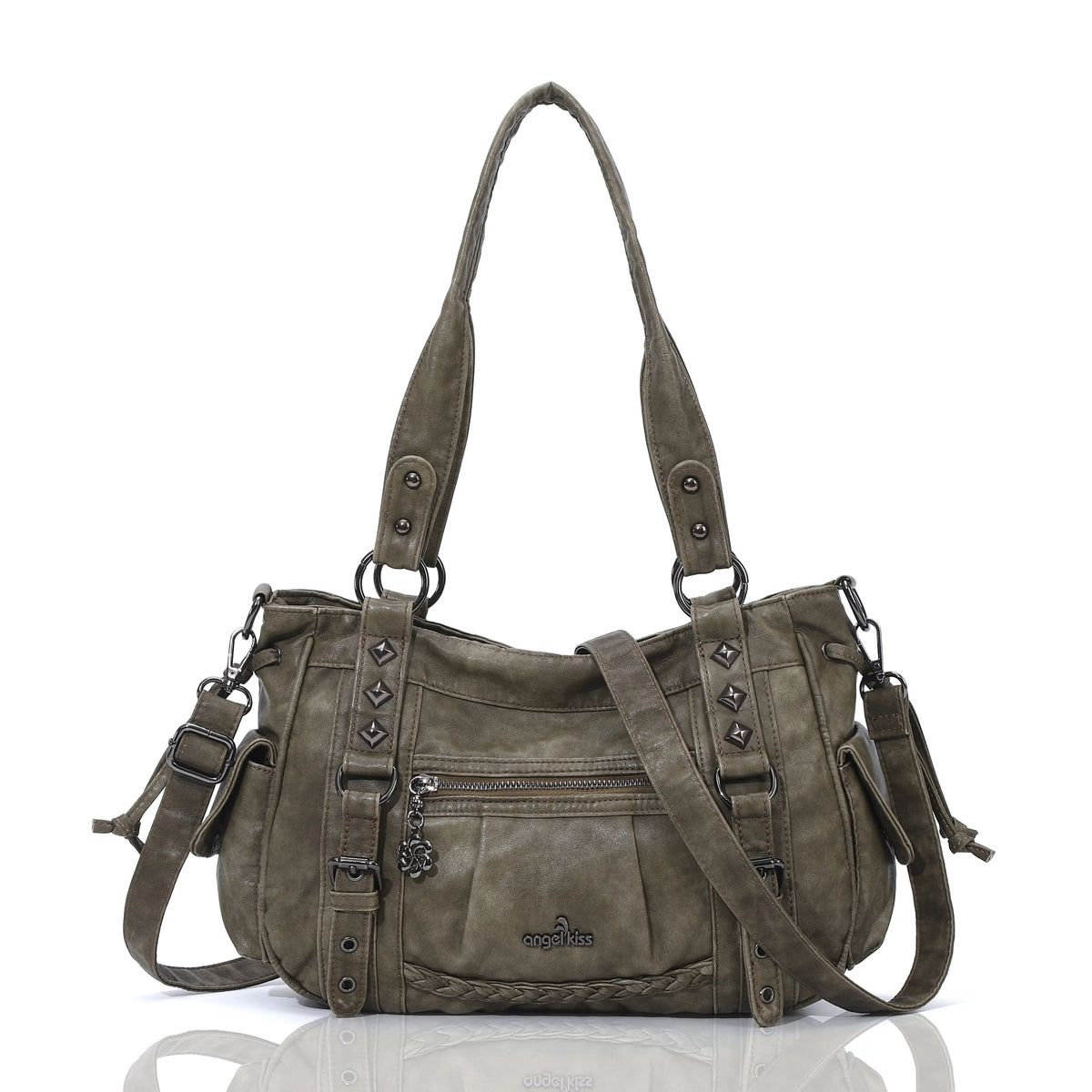Vintage Studded Vegan Leather Everyday Bag | Custom Hardware