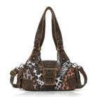 Retro Trend Patchwork Leopard Print Vegan Leather Shoulder Tote Bag