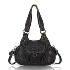 Vegan Leather Shoulder Handbag – Vintage Multi-Pocket Tote Bag