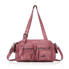 Multi-Pocket Bowling Shoulder Bag with Detachable Crossbody Strap