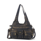 Vintage Bronze PU Leather Handbag – Multi-Pocket Shoulder Tote & Crossbody Bag