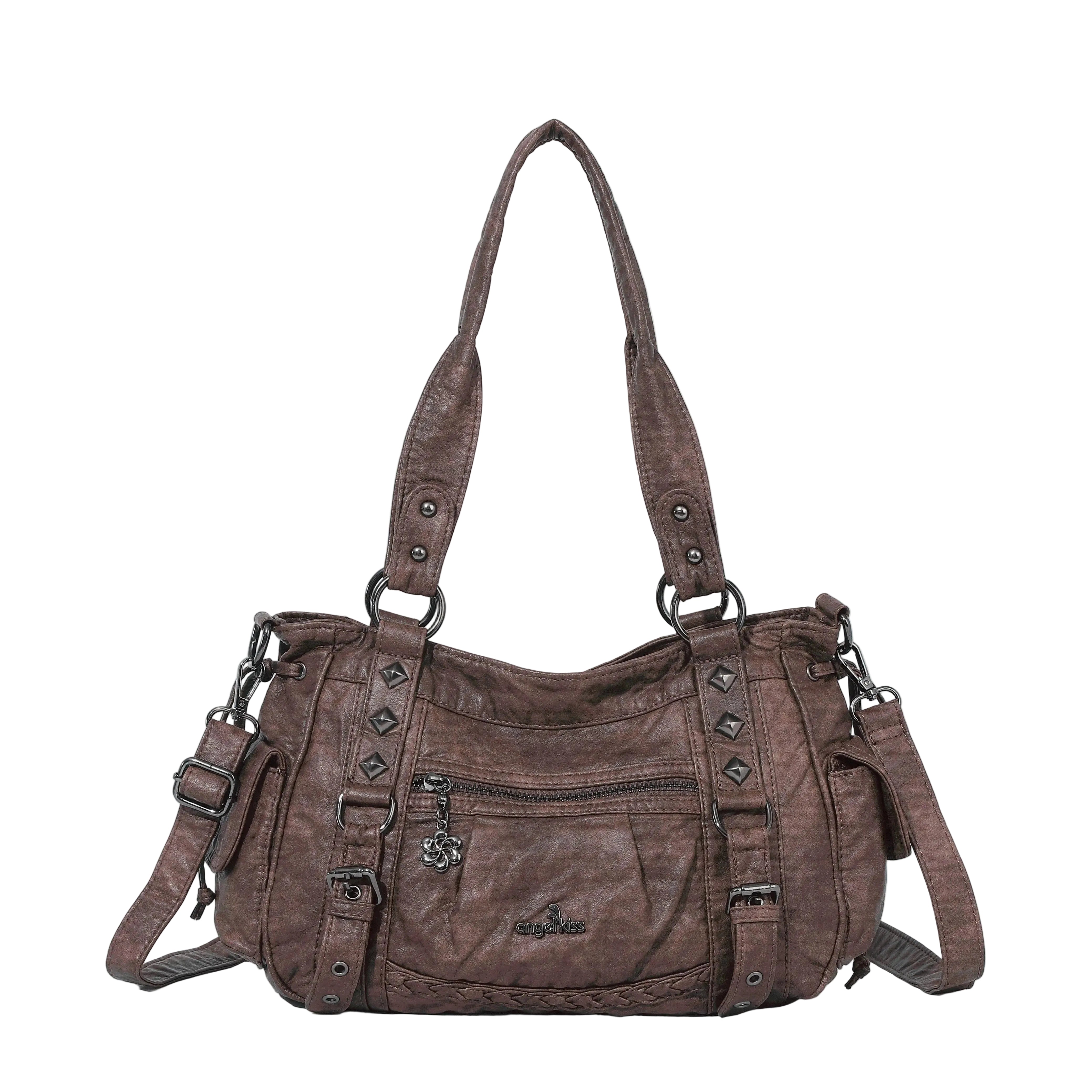 Vintage Studded Vegan Leather Everyday Bag | Custom Hardware