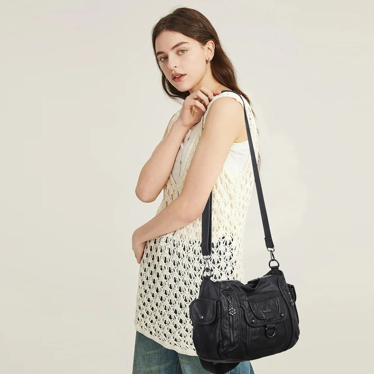Vintage Slouchy Moto Shoulder Purse