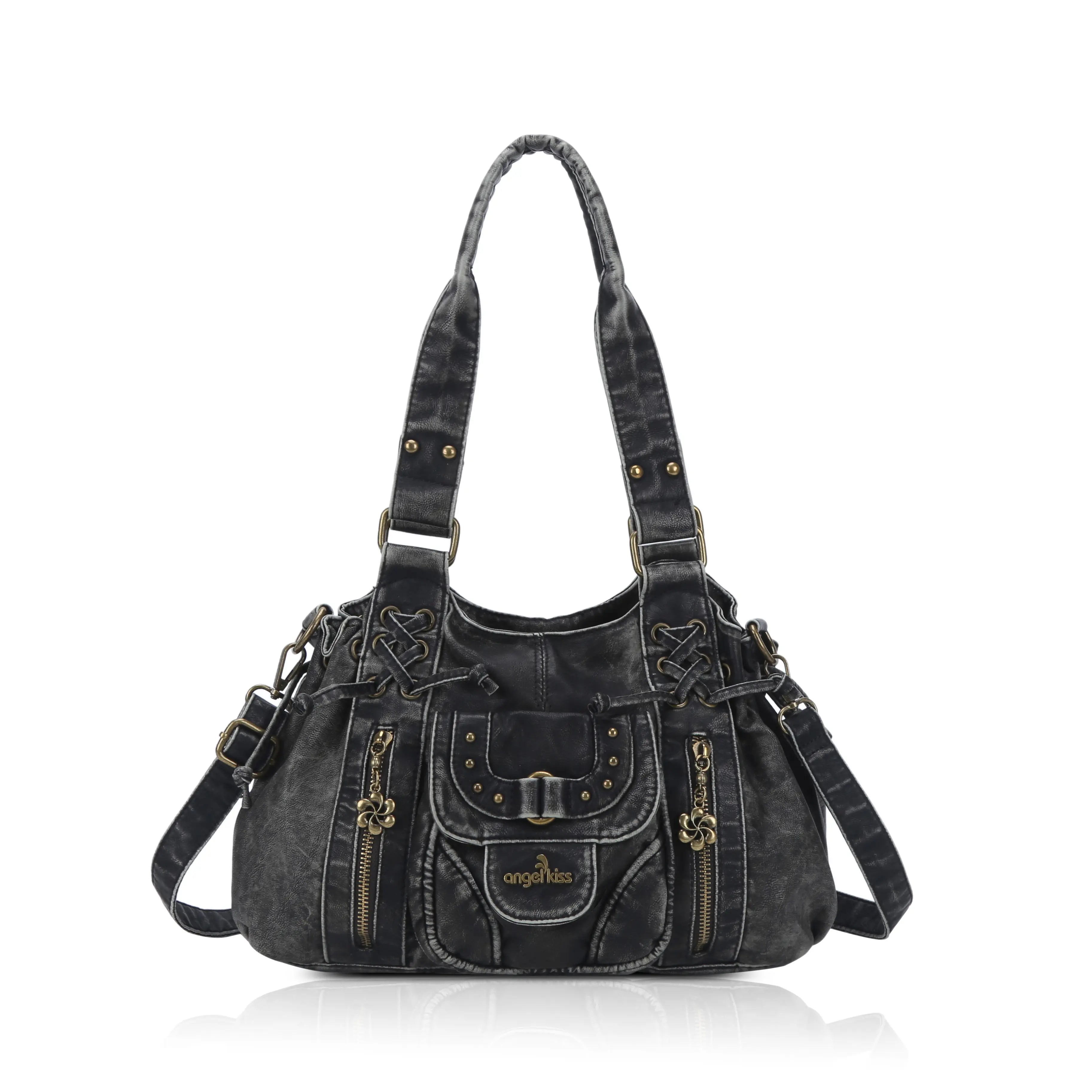 Vintage Multi-Pocket Satchel & Crossbody Bag