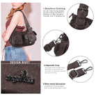 Vintage Y2K Studded Multi-Pocket Semi-Soft Tote Shoulder Bag