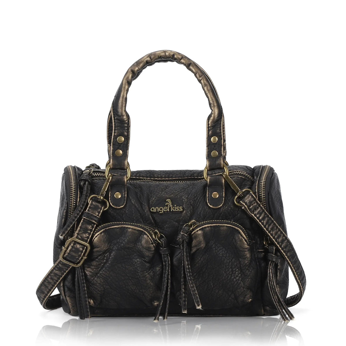 Lightweight Everyday Rivet Top Handle Satchel Crossbody Bag