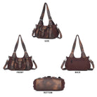 Washed Vintage Multi-Pocket Buckle Shoulder Bag