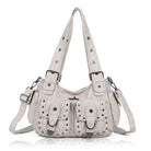 Vintage Y2K Studded Multi-Pocket Semi-Soft Tote Shoulder Bag
