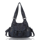 Vegan Leather Shoulder Handbag – Vintage Multi-Pocket Tote Bag